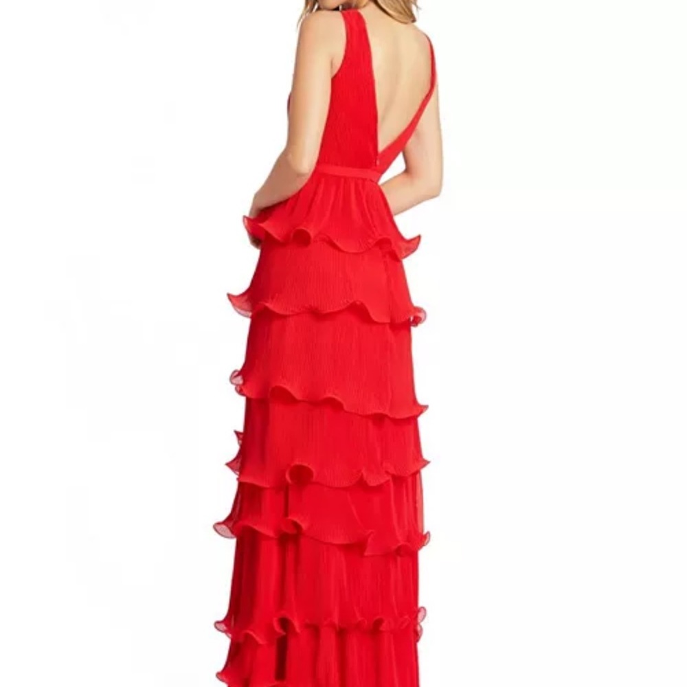 Mac Duggal Sleeveless Ruffle Tiered gown (altered neck line)